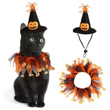 Cat Witch Halloween Costume Suit, Small Dogs  Cats Tutu Collar and Witch Pum...