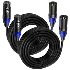 2 Pack, 25 FT XLR Male to Female Cable Professional Balanced Microphone Lead ...