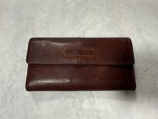 VINTAGE FOSSIL DISTRESSED BROWN LEATHER WALLET CHECKBOOK