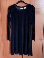 Vintage Blue Velvet Dress Moda International Size M Long Sleeve Goth Whimsigoth