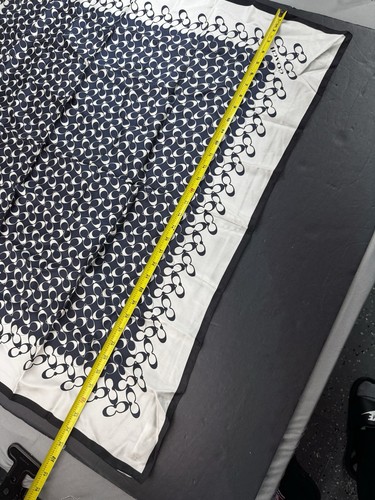 Coach Signature Print Silk Square Scarf Vintage Navy Blue White Designer 35”x35” by Coach, $42 - Photo 3
