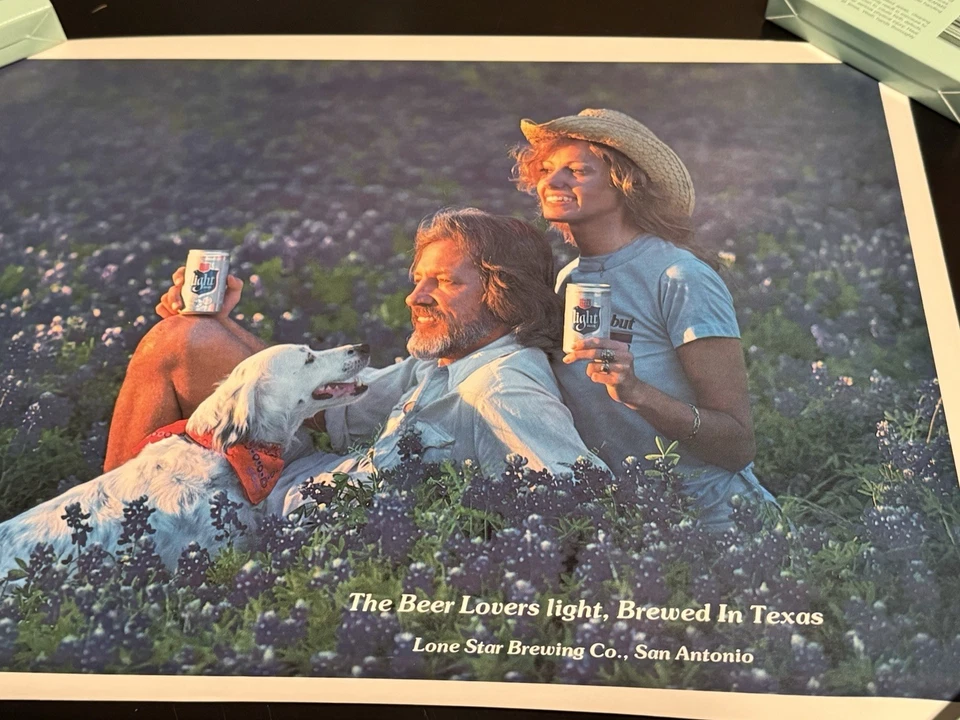"Póster de cerveza estrella solitaria de 1990 chica sexy San Antonio, Texas vintage 12"" X 17,5""" Foto 2 de 4