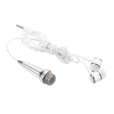 Mini Microphone Tiny Microphone with Earphone for Singing Notebook Silver