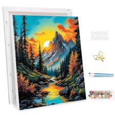 Framed Paint by Numbers Kits for Adults Mountains Landscape, DIY Kits Crafts ...
