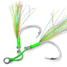 2 pair/lot Jigging Assist Hook Fly Fishing Hook Barbed Double Sharp Hooks With T