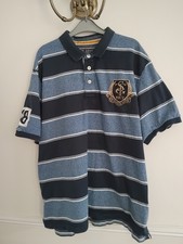 ST GEORGE BY DUFFER BLUE & WHITE STRIPE POLO SHIRT. XXL
