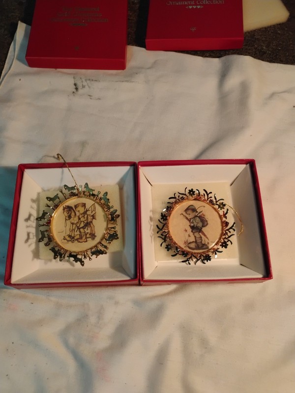 Set Of 2 Vintage Danbury Mint Hummel Gold Ornaments 1980s