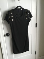 Michael Kors Black Dress With Gold Grommet Details Size Small!