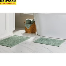 Lattice 2 Piece Bath Rug Set Non-Slip Cotton Machine Washable Bathroom Decor New