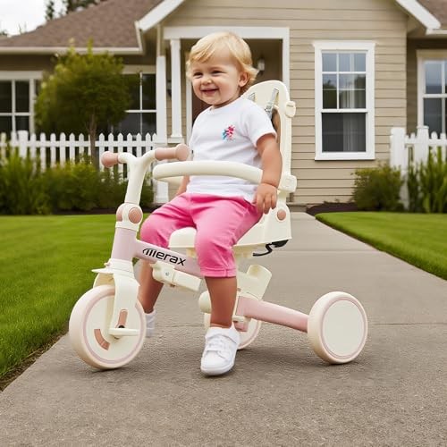 7 in 1 Baby Tricycle Toddler Trike Collapsible Frame Lightweight Kid Rider 