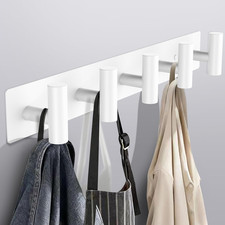 Coat Rack Wall Mount, Towel Racks for Bathroom with 5 Coat Hooks for White
