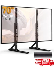 Universal TV Stand Mount Table Top Adjustable for 22-70" TVs Tempered Glass
