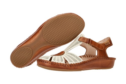 Pikolinos Zapatos P. VALLARTA Blanco Mujer Sandalia Sandalias 655-0575 nata-brandy - Imagen 3 de 8