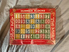 Vintage Playskool Wood Number Blocks Halsam SEALED 1960's Vintage
