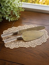 Vintage Crystal-Handle Cake Knife/Server Set