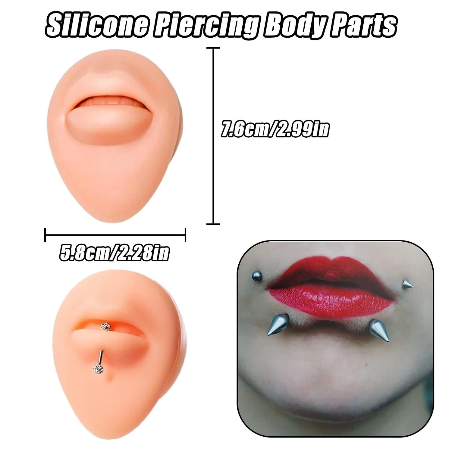 7Pcs Soft Silicone Piercing Body Parts with Display Stand | Realistic Ear, No... - product detail image 7