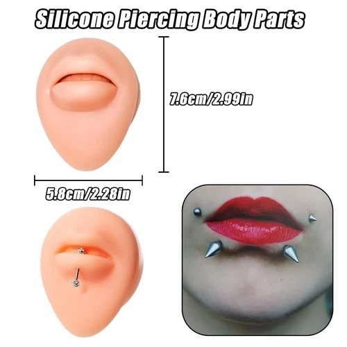 7Pcs Soft Silicone Piercing Body Parts with Display Stand | Realistic Ear, No... image 7
