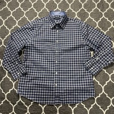 Nautica Shirt Mens Size 16.5 Blue Check Dress Button Up Long Sleeve