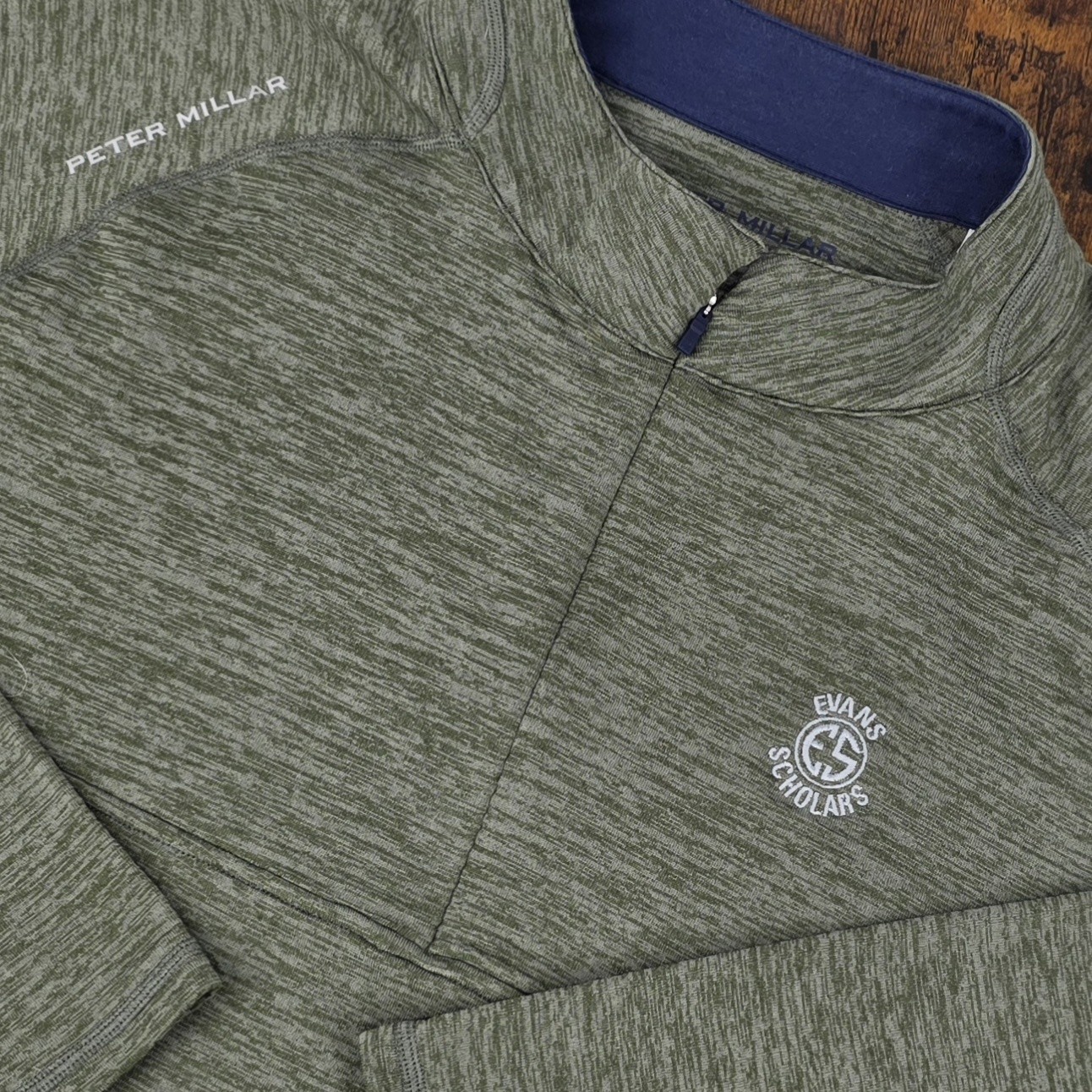Peter Millar Men's L Maven Performance 1/4 Zip Pullover Green Olive Leaf