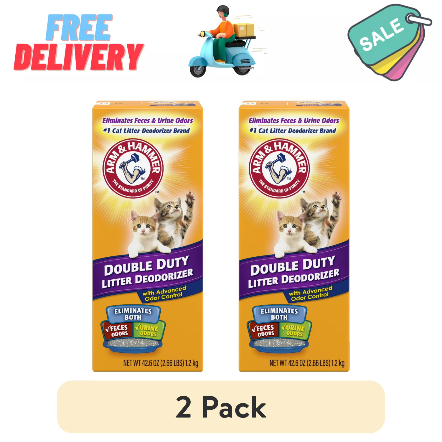 (2 Pack) Arm & Hammer Double Duty Cat Litter Deodorizer Odor