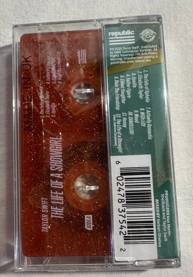Taylor Swift The Life of a Showgirl Cassette Orange Glitter Brand NEW Sealed - Image 2 of 2