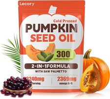 Pumpkin Seed Oil Capsules with Saw Palmetto 3240mg 300 Softgels Cold Pressed