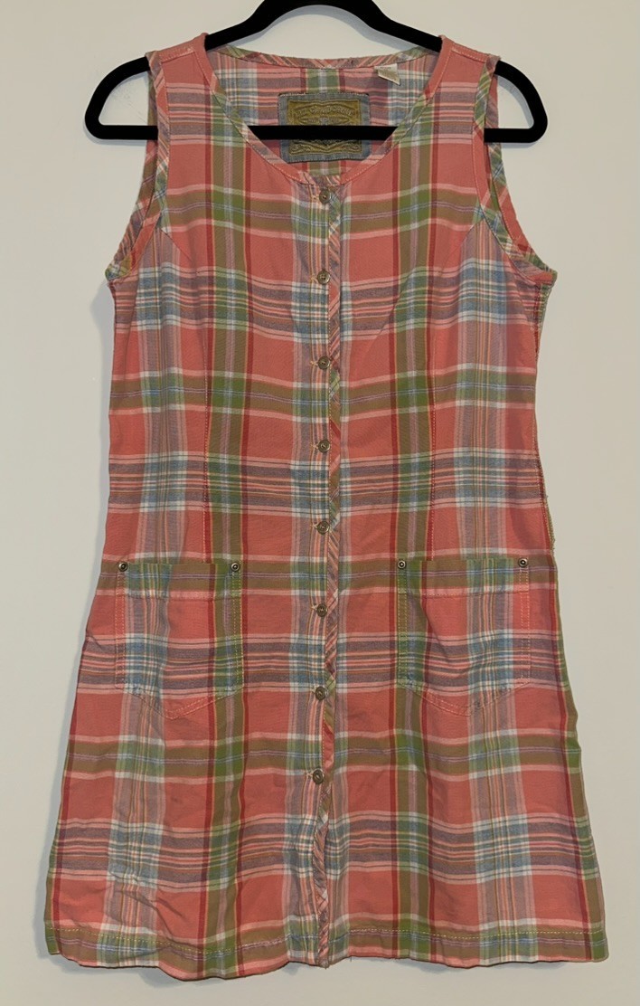 Liz Claiborne Jeans Womens Dress Size 10 Petite Plaid Pink Preowned EUC