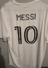 Messi Inter Miami FC ADIDAS WHITE JERSEY NWT. MENS LARGE L . RUN SMALL