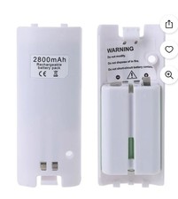 2 Pack 2800 mah Rechargeable Batteries for Wii Remote Controller White 