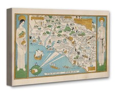 Orange County California 1929 Pictorial Map Vintage SoCal History Wall Print