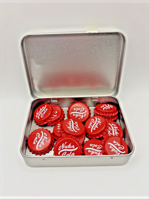 Fallout Nuka Cola Bottle Caps (Special Themed Tin Of 20 RED CAPS / SEALED)