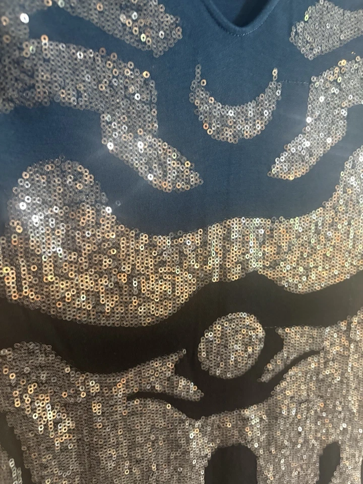 NWT Sky Brand Women’s XS Shirt Blue Sequin Top Blue Ombré Shirt Sleeveless - Image 2 of 4