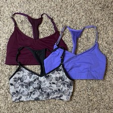 Victoria's Secret VSX Sports Bra Lot Of 3 Small Purple Maroon Gray Racerback
