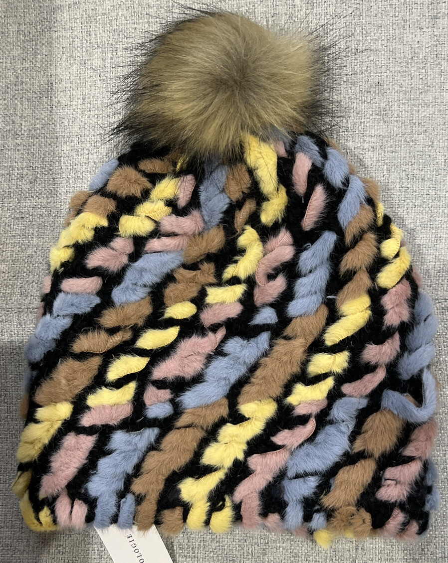 Pommed Faux-Fur Beanie Anthropologie Colorful NWT! | eBay display picture 2