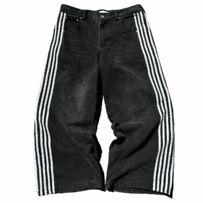 Streetwear Jeans Hip Hop Striped Baggy Jeans Black Pants Men Streetwear Jeans Hip Hop Striped Baggy Jeans Black Pants Men