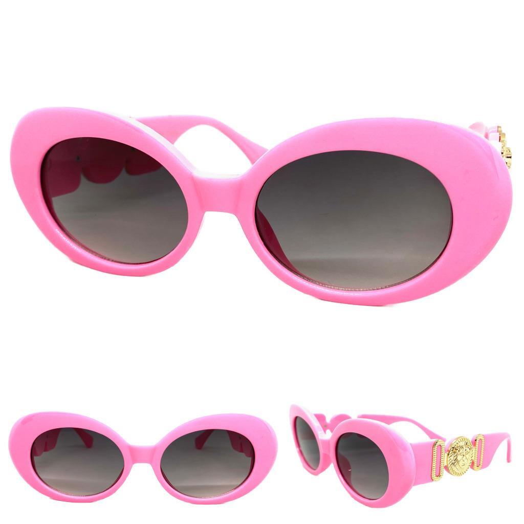 Oversize Vintage Retro Style SUNGLASSES Big Thick Pink Oval Frame