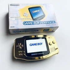 🏆 GOLD GAMEBOY GAME BOY ADVANCE IPS BACKLIT BACKLIGHT ✨ CHROME GOLDEN FINISH✨