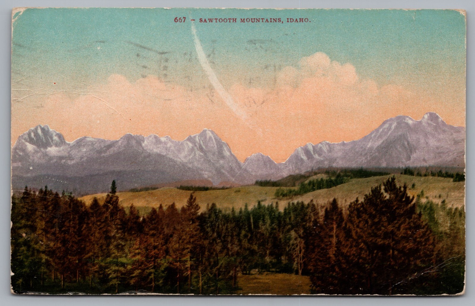 Panoramic View of Sawtooth Mountain, Idaho. 1909 DB Postcard TS-55A
