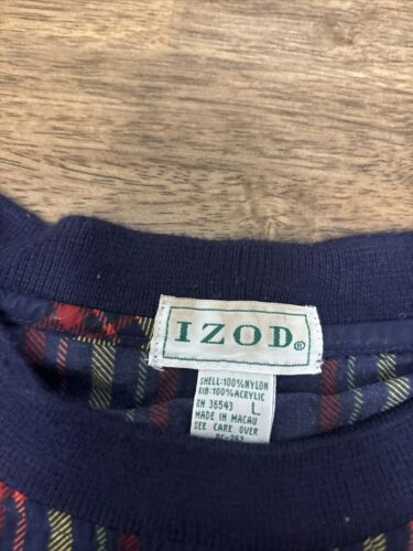 Vintage Izod Mens Golf Pullover Windbreaker Colorful Plaid Checker Light Jacket - Picture 2 of 8