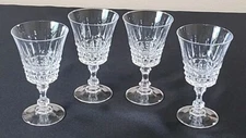 W.M. Dalton French Lead Crystal 5 1/4" tall Set of 4 Goblets Wine Glasses Mint
