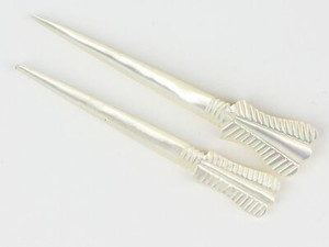 Vintage Mother Of Pearl Hand Carved Pick Pair