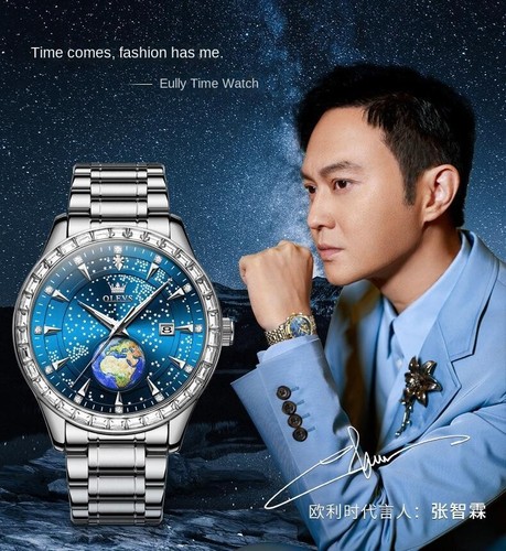 2024 Nuovo Orologio Olevs Cielo Stellato Quarzo Luminoso Uomo Moda Trendy - Foto 10 di 28