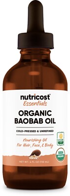 Nutricost Organic Baobab Oil, 4 FL OZ, Nourishing Oil For Hair, Face, & Body
