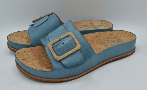 Kork Ease Women Size 7 Tutsi Buckle Turquoise Full Grain Leather Slide Sandals