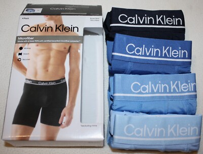 4 Calvin Klein Boxer Briefs Microfiber Stretch Multicolor 4 Pack Underwear $54