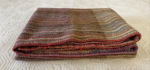 Colourful Stripe / Check Wool Blend Long Single Remnant Blanket 240 cm x 110 cm - Picture 15 of 15