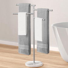 Elegant 4-Bar Freestanding Towel Rack with Marble Base - 40" Stainless Steel