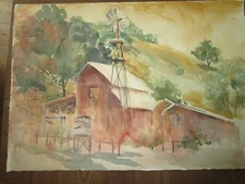Original Watercolors By Peg Humphreys,Barn Scene Pleasant Hill CA 22" x 15.5" 