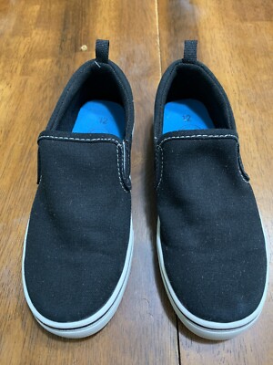 Wonder Nation Black Canvas Casual Slip On Sneaker Shoes Kids Boys Size 