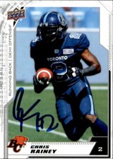 Chris Rainey Signed 2020 Upper Deck CFL Football card BC Lions